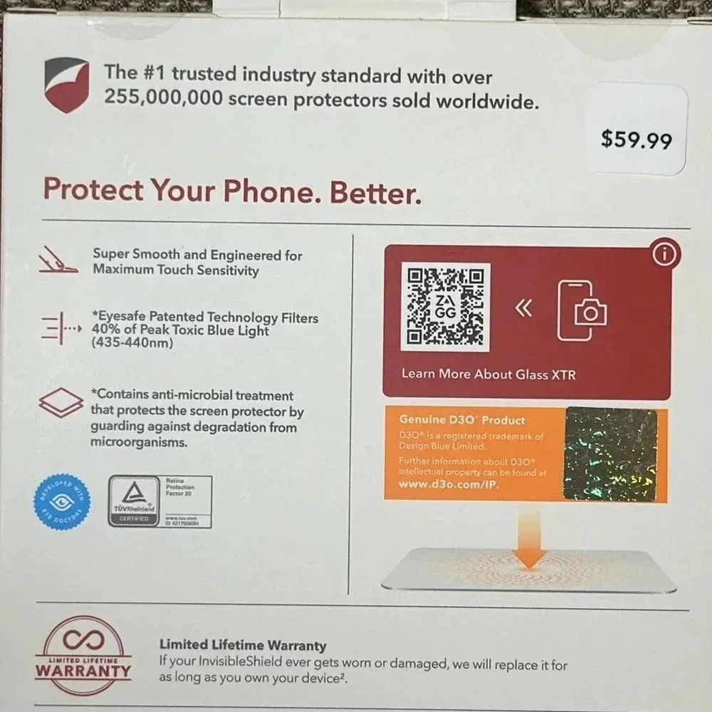 NWT ZAGG Invisible Shield Glass XTR iPhone 13 Pro Max Screen Protector Sealed